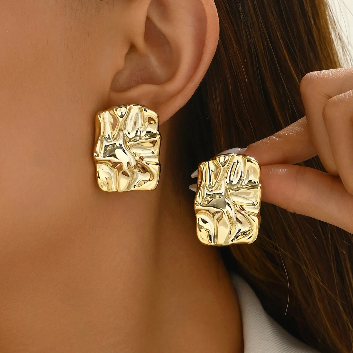 Geometric Irregular Metallic Earrings