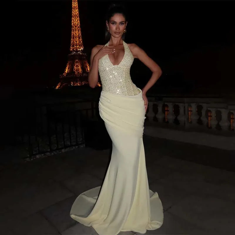 Townlike Slim Bodycon Maxi Long Dress Women Halter