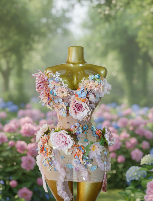 plus size 3D Floral Mesh Dress Fairy Garden Tassel Drag Queen Birthday