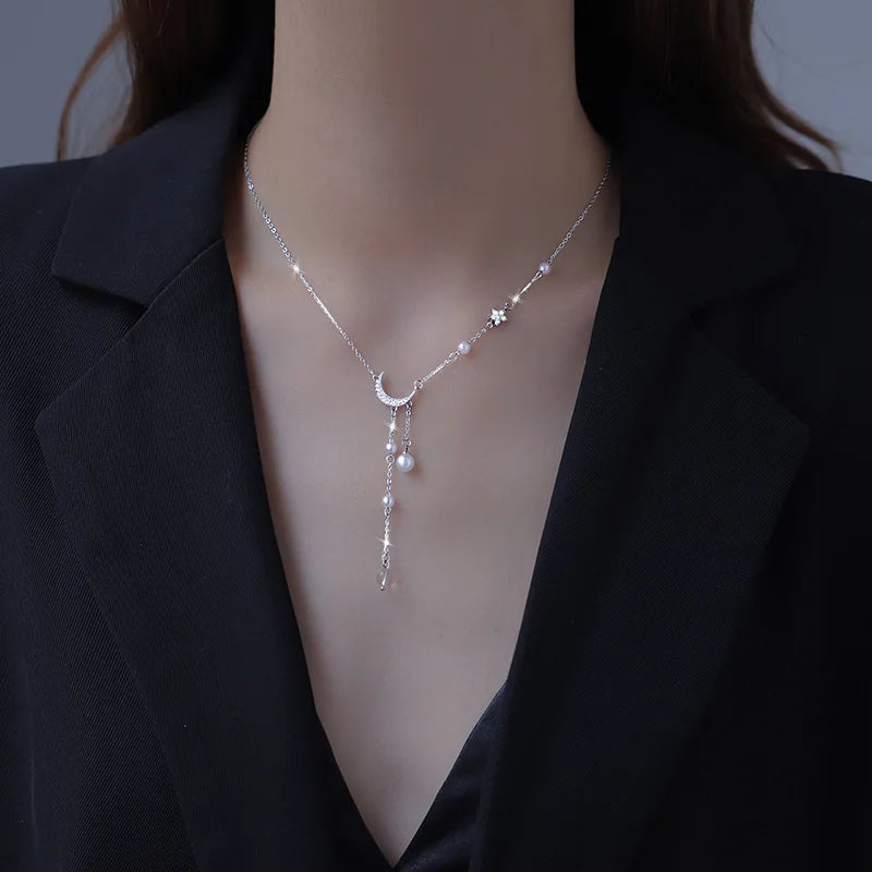 925 Sterling Silver Star Moon Necklace