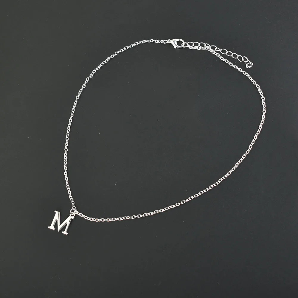 Silver A-Z Letter Pendant Necklace