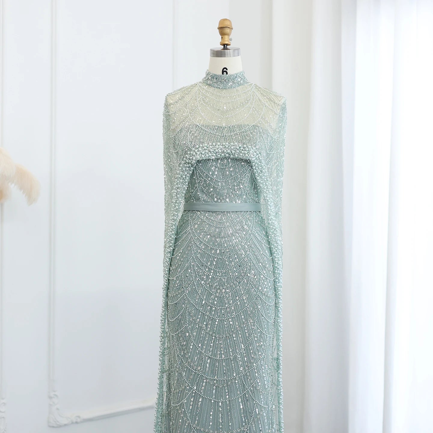 Sharon Said Luxury Pearls Dubai Champagne Evening Dresses