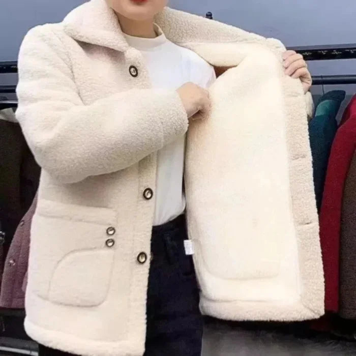 Women’s Fleece Lined Lamb Fur Jacket