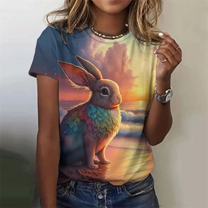 Cute Rabbit 3D Print T-Shirt