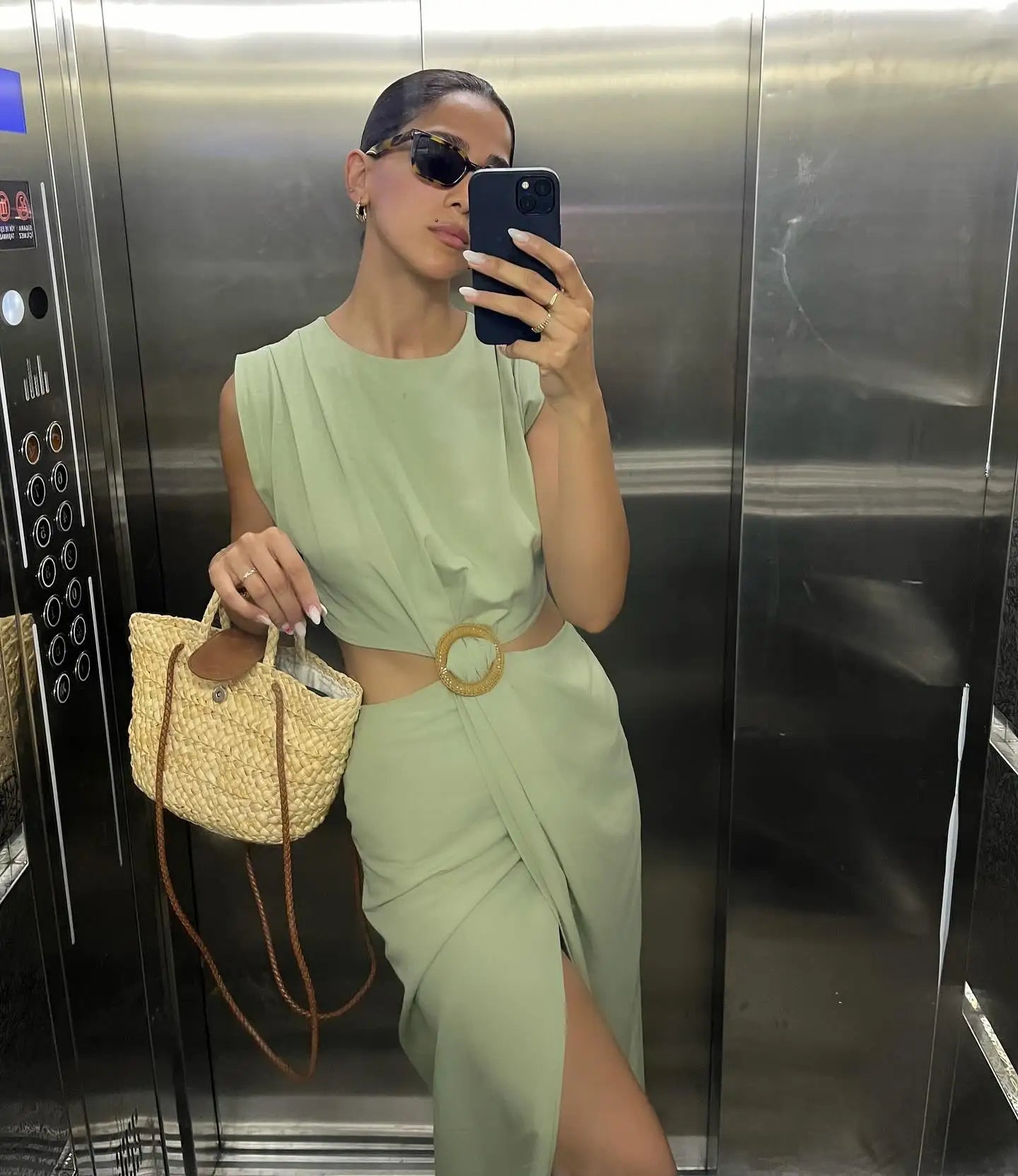 Summer Dress For Women 2024 Solid Waist Hollow Out