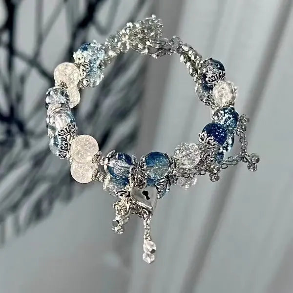 Fairy Butterfly Green Bead Tassel Bracelet