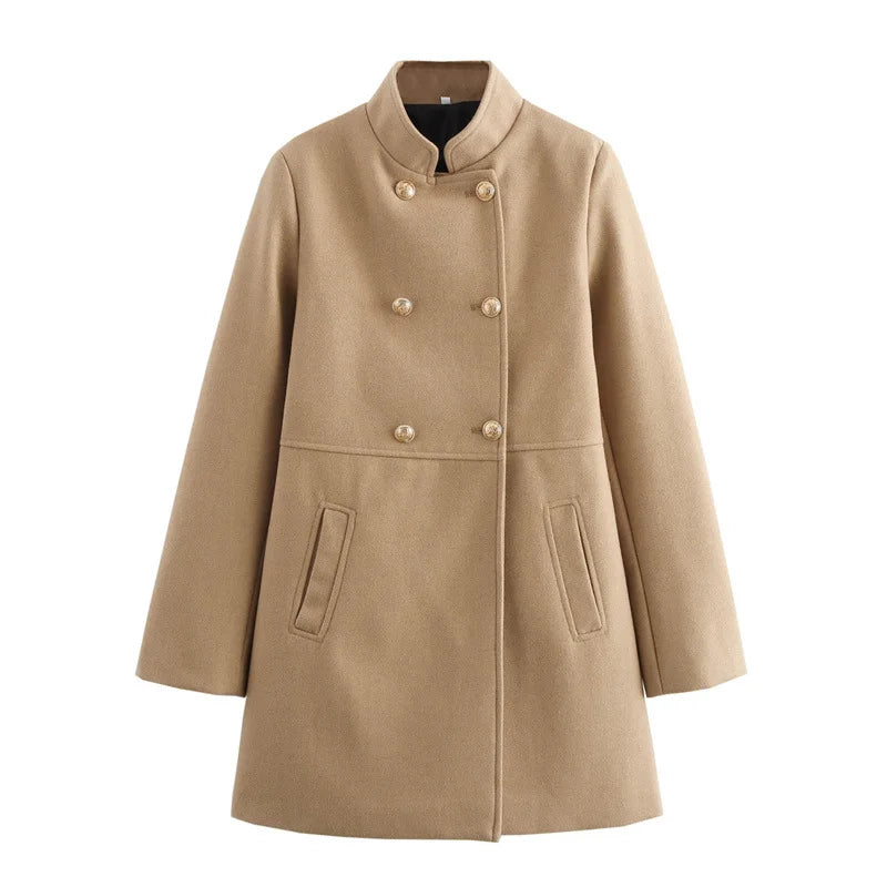 Winter Coat For Women 2024 Solid Lapel Double Breasted