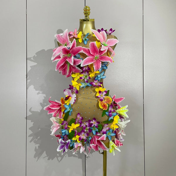 Women Evening Birthday Party Dresses Colorful Flowers