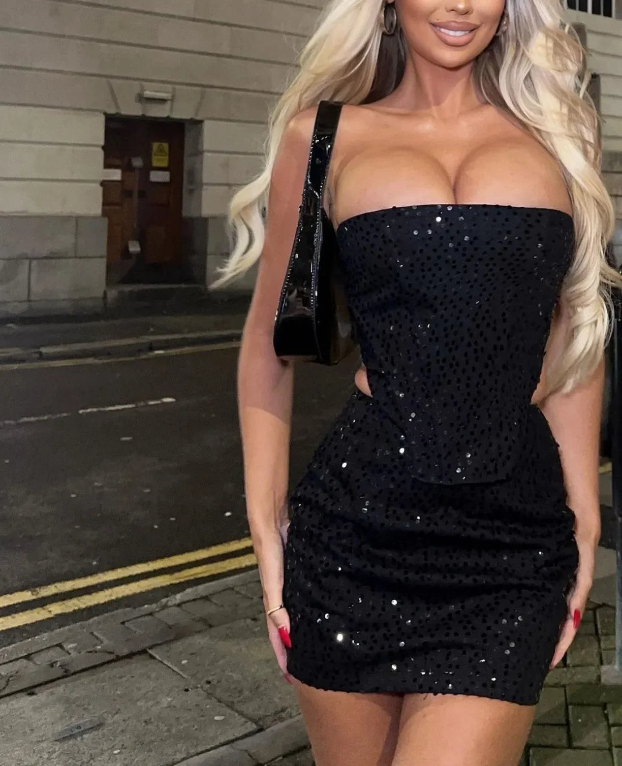 Trendy Denim Ripped Sequin Top Suit  Set Sexy Sleeveless Strapless Female Luxury Party Club Chic Outfits