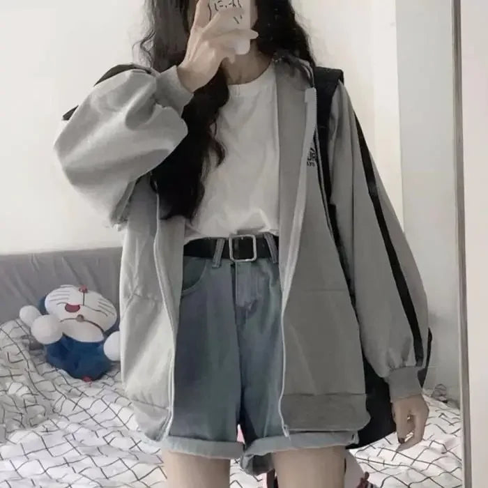 Women's Hooded Zipper Sweatshirt Jacket