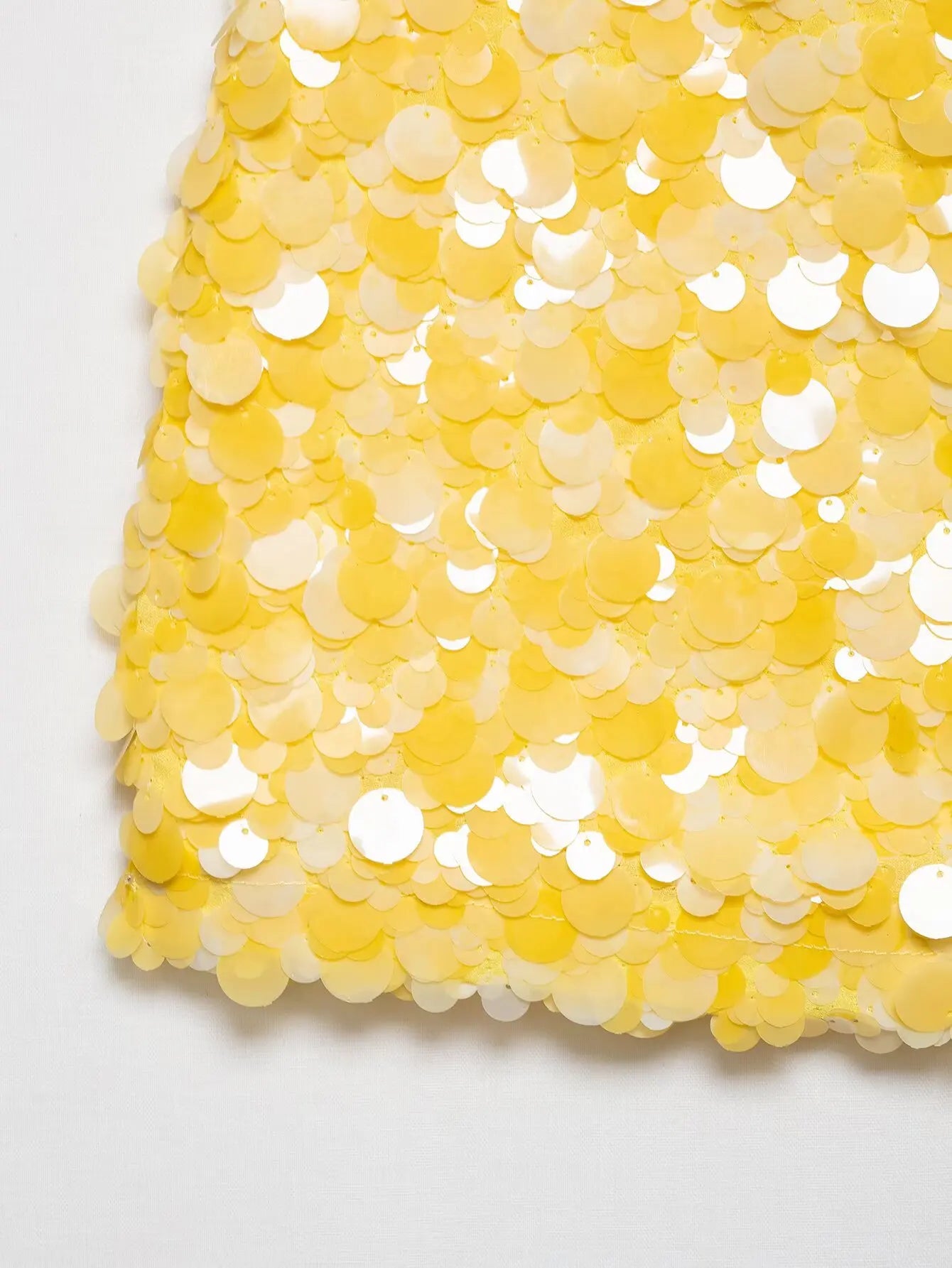 HH Women New Fashion Versatile High Waist Slim Yellow Sequin