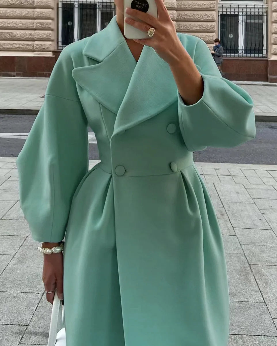 Winter Coat for Women Elegant Lantern Sleeve
