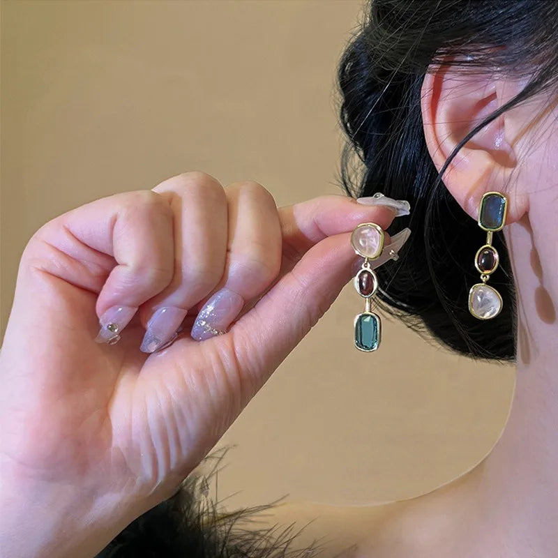Asymmetric Colorful Resin Geometric Earrings