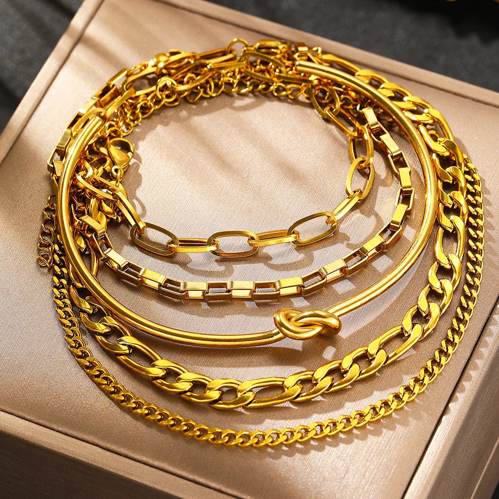 Multi-Layer Stainless Steel Snake Chain Bracelet