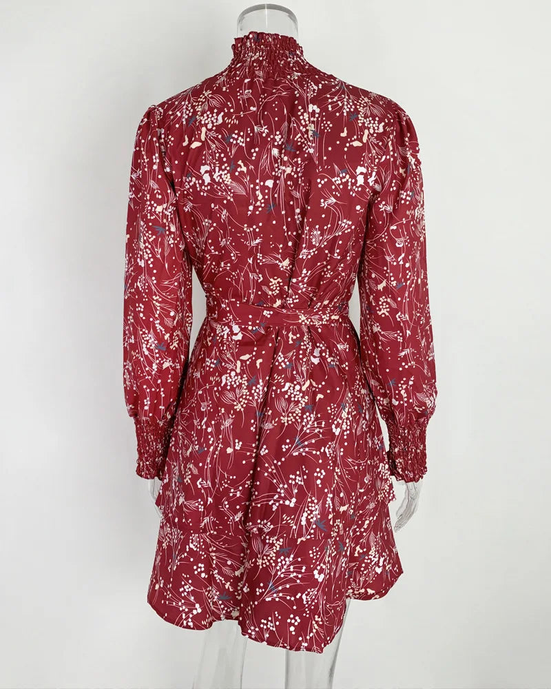 Chiffon Ruffles Floral Print Dresses