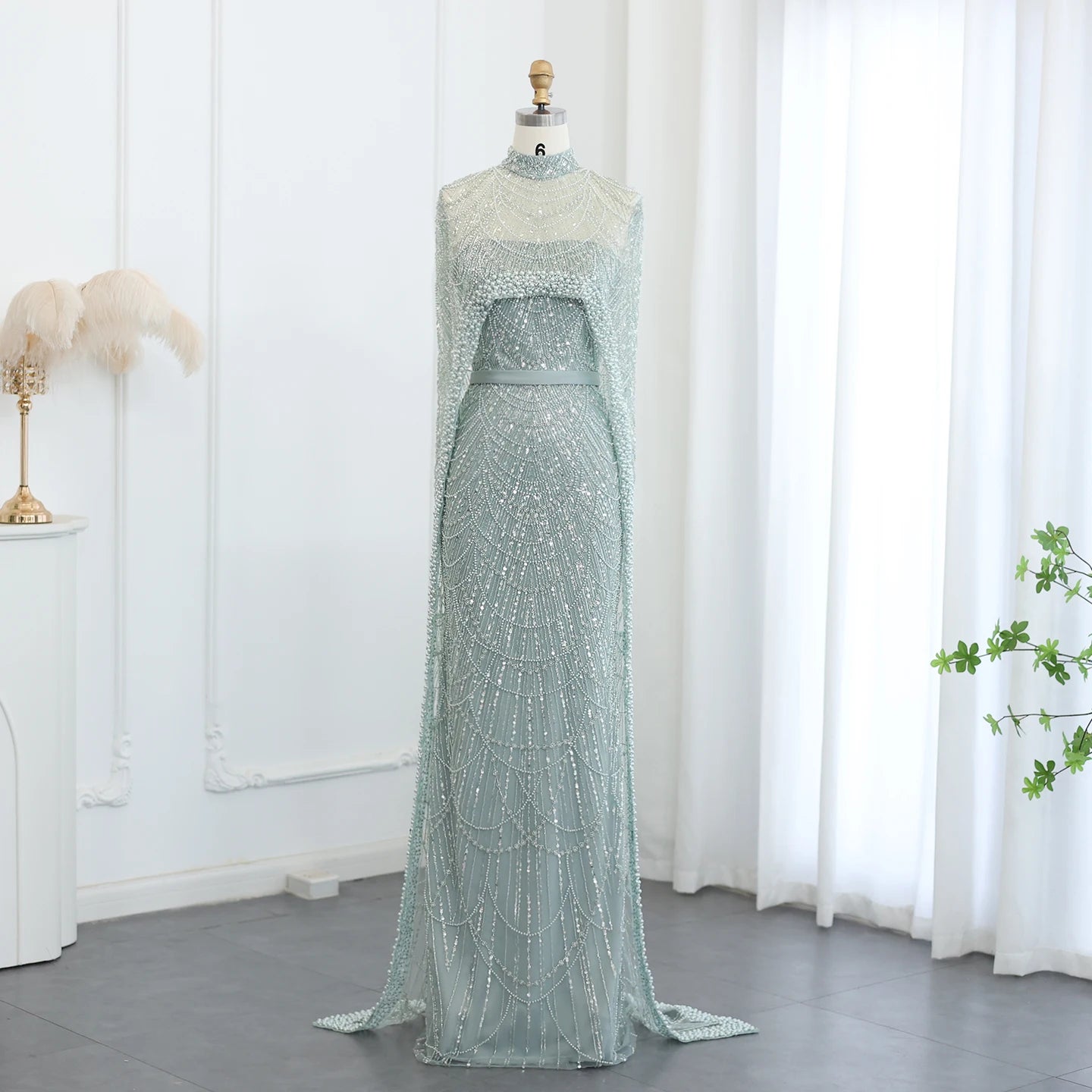 Sharon Said Luxury Pearls Dubai Champagne Evening Dresses