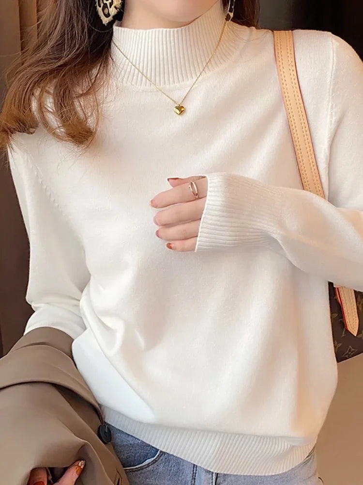 Chic Turtleneck Knitted Sweater for Women