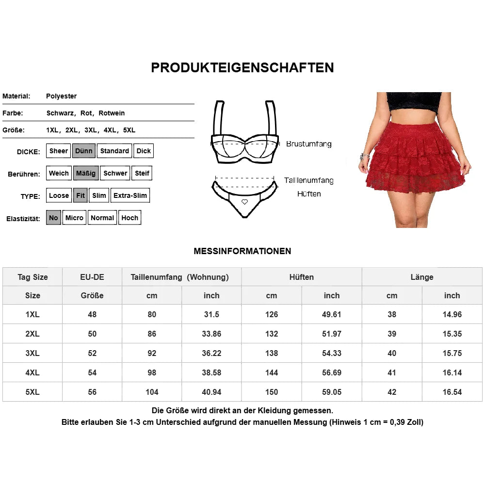 Plus Size Pleated Mini Skirt with Lace