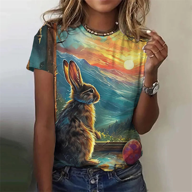 Cute Rabbit 3D Print T-Shirt