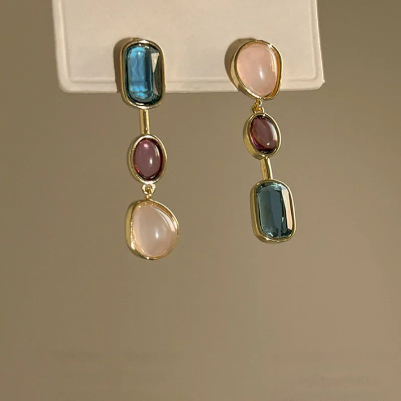 Asymmetric Colorful Resin Geometric Earrings