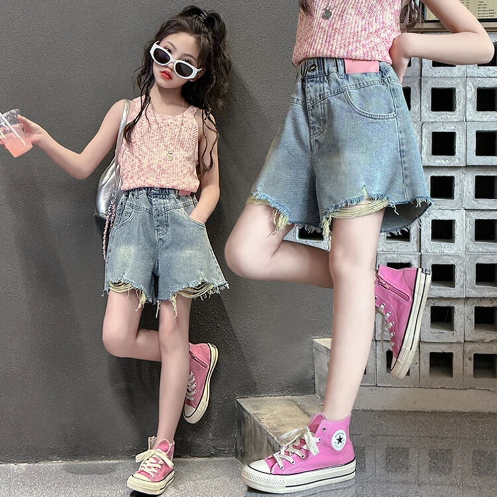 Girls' Ripped Denim Shorts