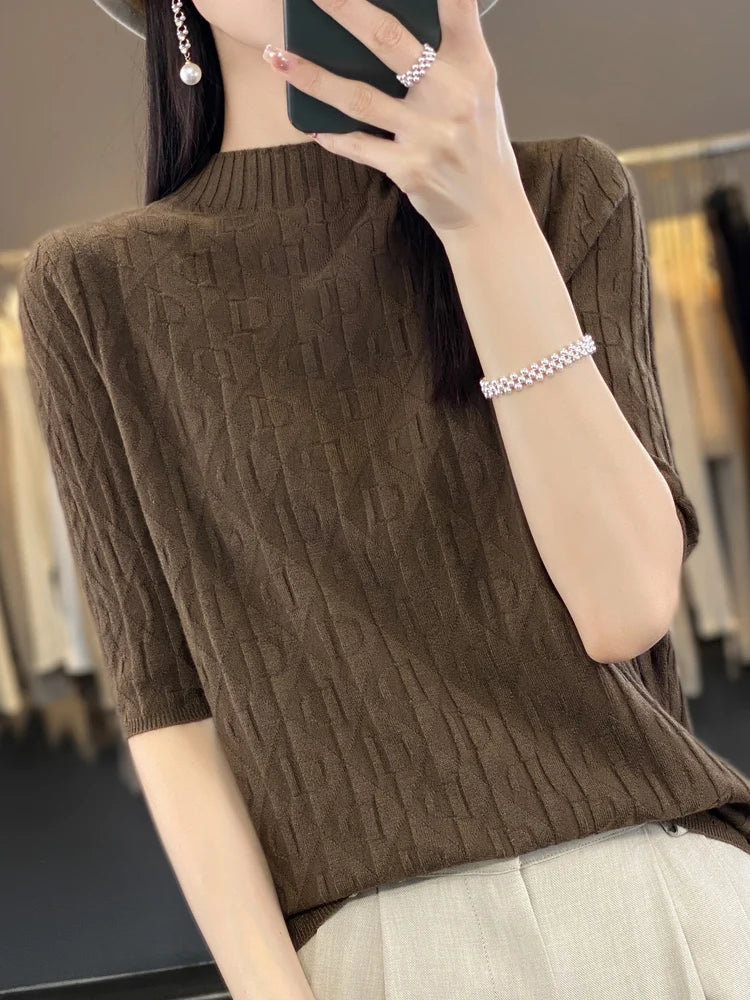 Women’s Diamond Letter Design Knit Sweater