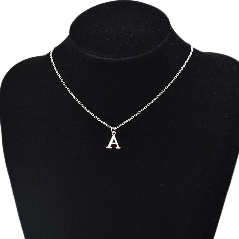 Silver A-Z Letter Pendant Necklace