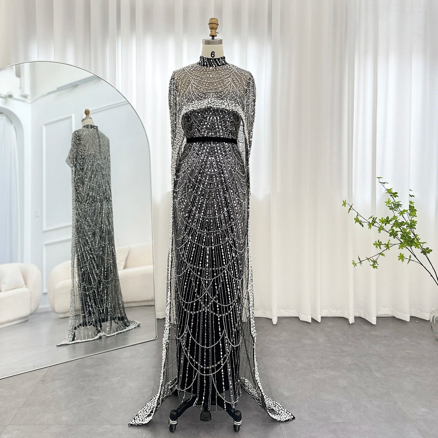 Sharon Said Luxury Pearls Dubai Champagne Evening Dresses