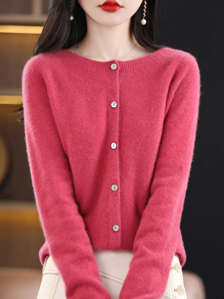 Addonee Women's 100% Merino Wool Cardigan