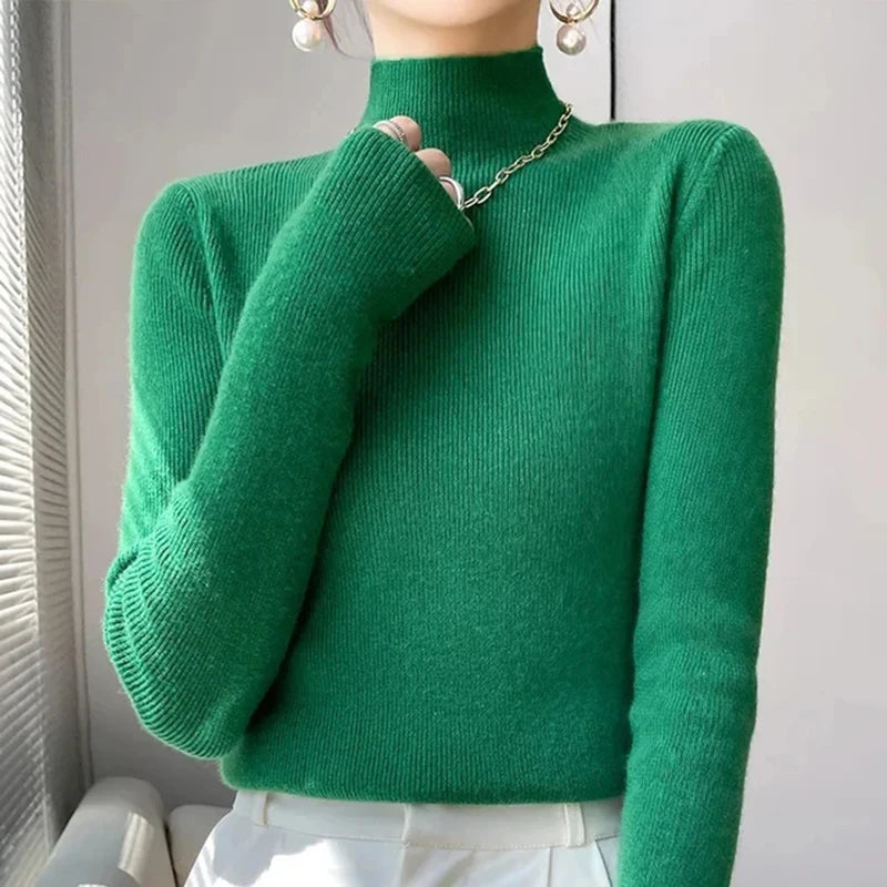MEXZT Women's Solid Half Turtleneck Sweater
