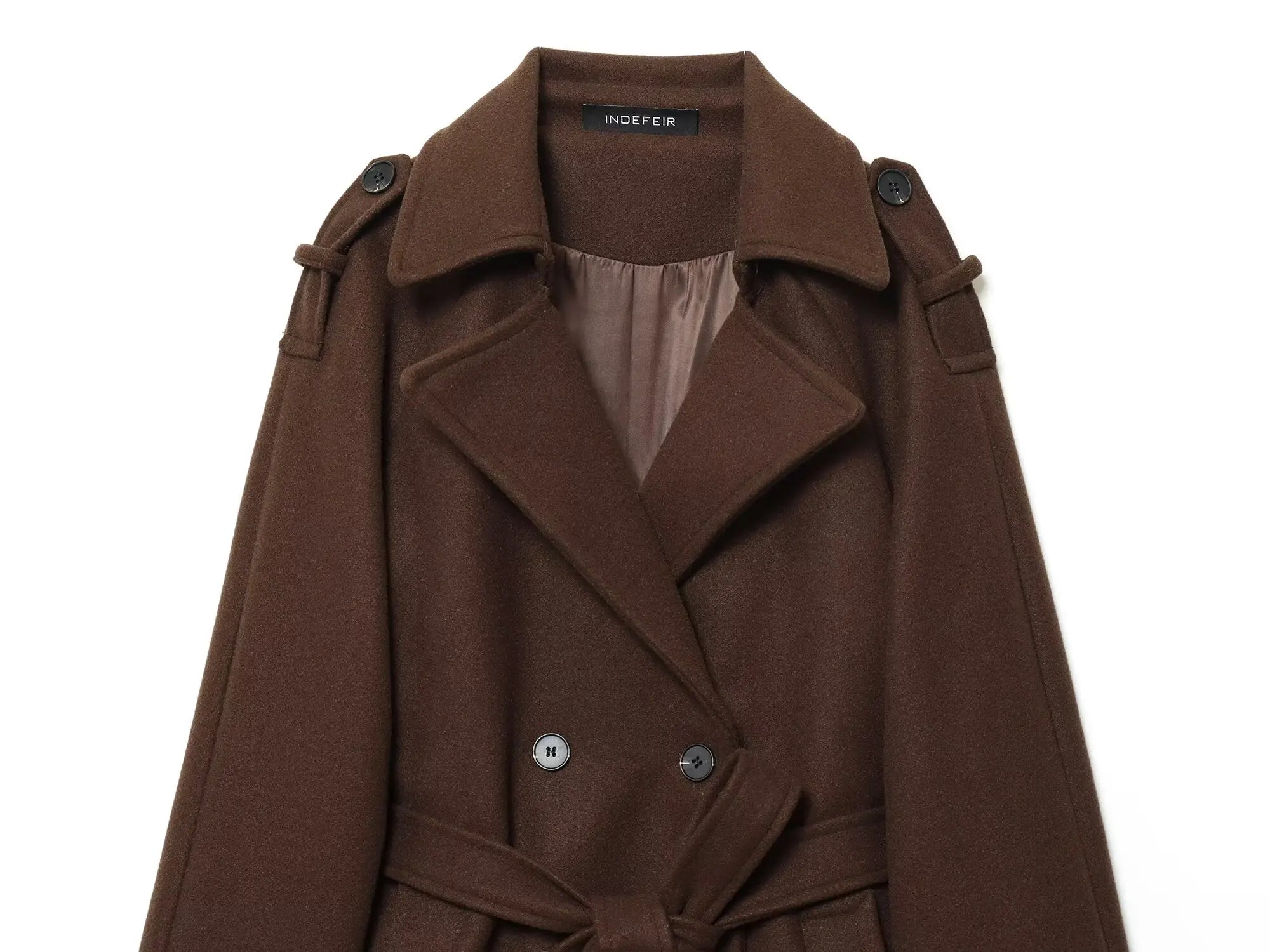 HH Women Fashion Lapel Double-breasted Pocket Belte