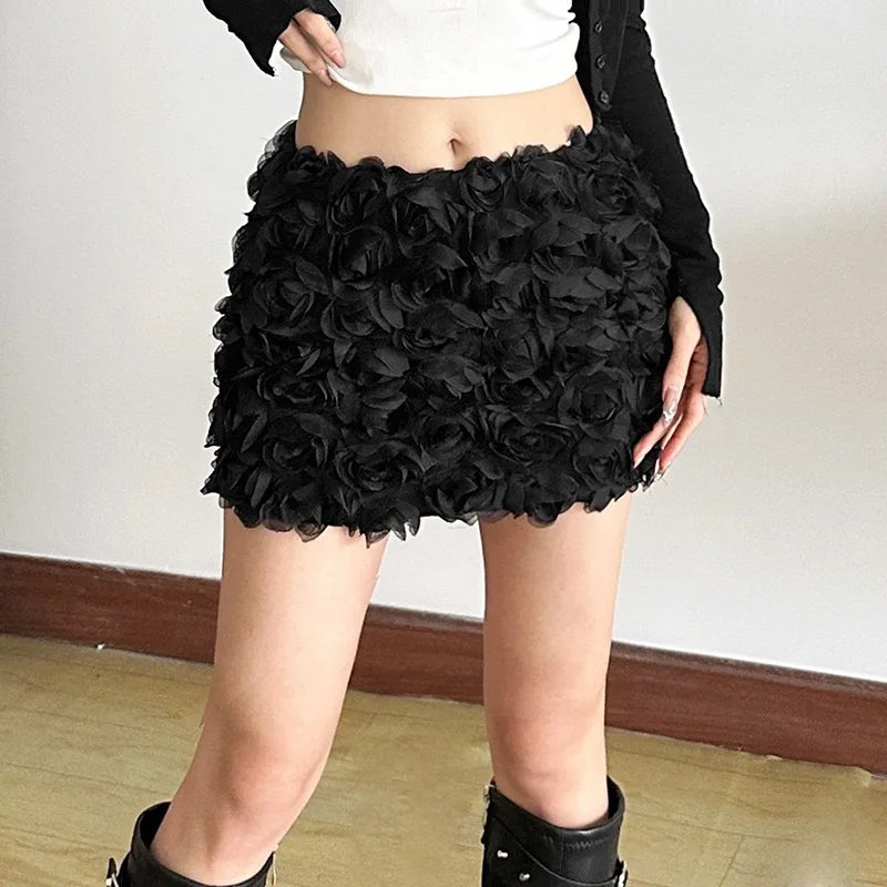 Women’s 3D Flower High-Waist Mini Skirt