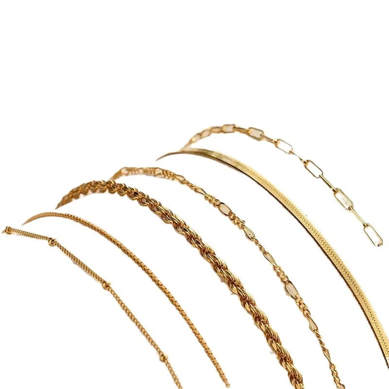 6Pcs Gold Boho Retro Cuban Chain Bracelet Set