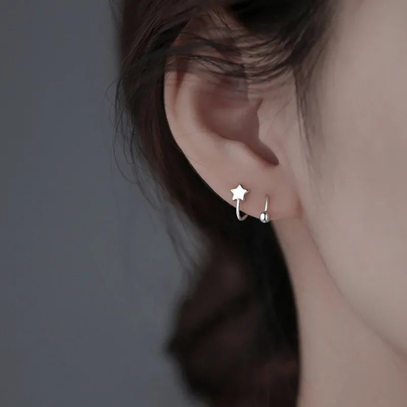 2PC Stainless Steel Star Ball Piercing Studs