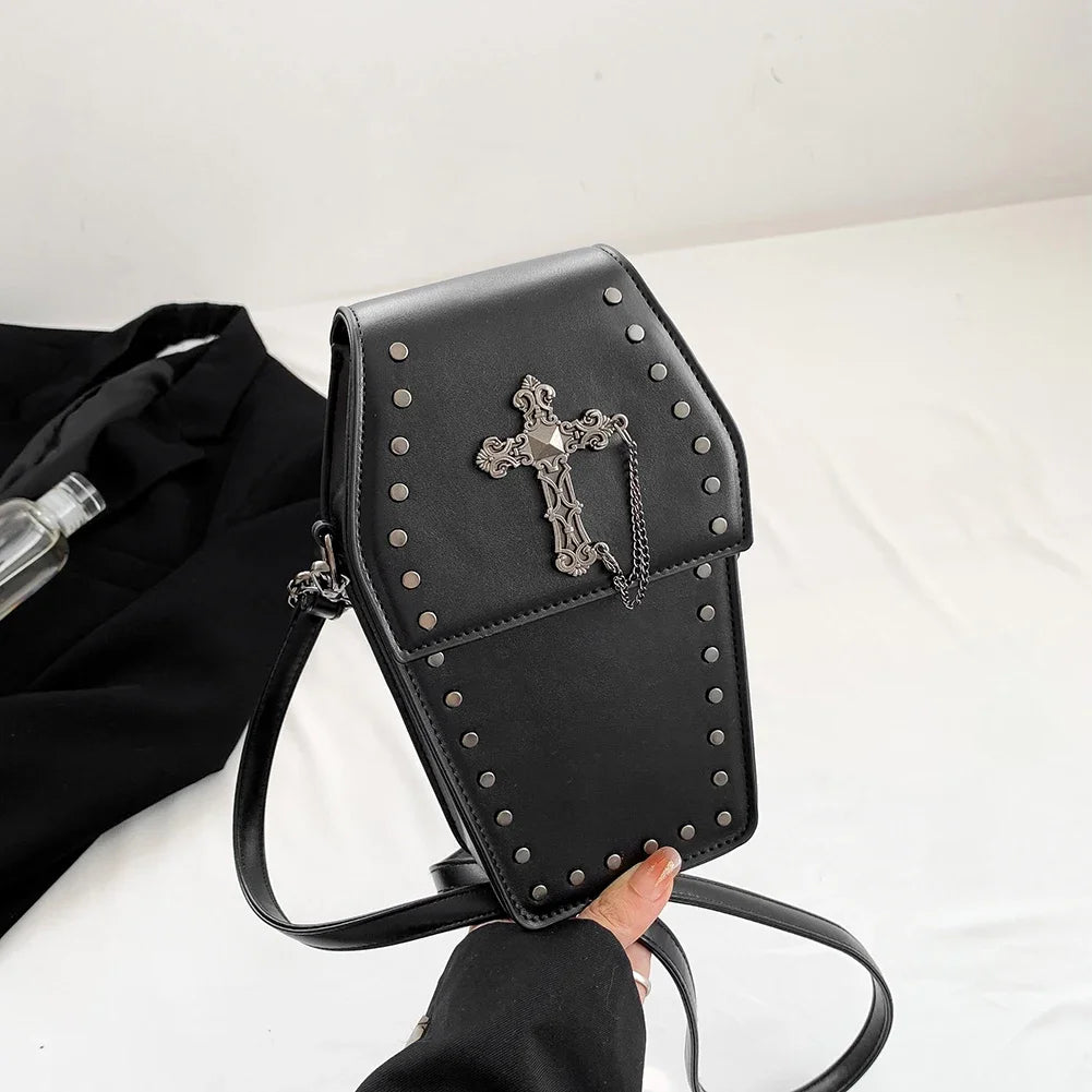 Gothic Coffin Shape Crossbody Bag