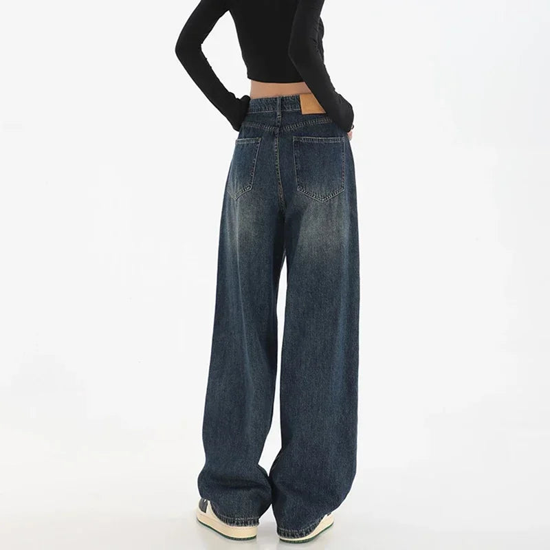 High Waist Slim Fit Wide Leg Jeans
