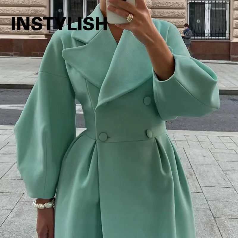 Winter Coat for Women Elegant Lantern Sleeve