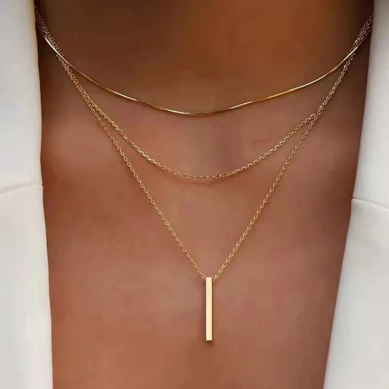 Bohemian Multilayer Stick Pendant Necklace