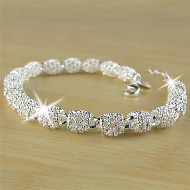 925 Sterling Silver Lantern Ball Charm Bracelet