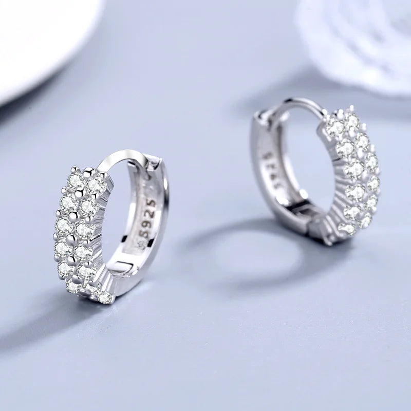 Sterling Silver Double Row Crystal Earrings