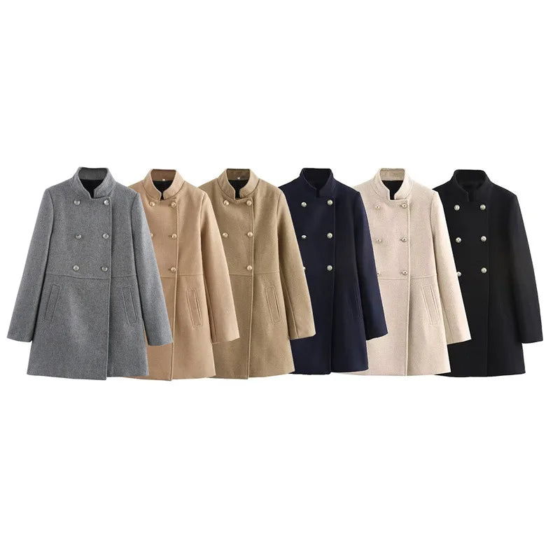 Winter Coat For Women 2024 Solid Lapel Double Breasted
