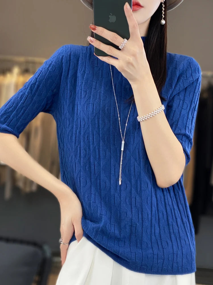Women’s Diamond Letter Design Knit Sweater