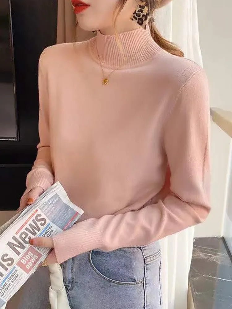 Chic Turtleneck Knitted Sweater for Women