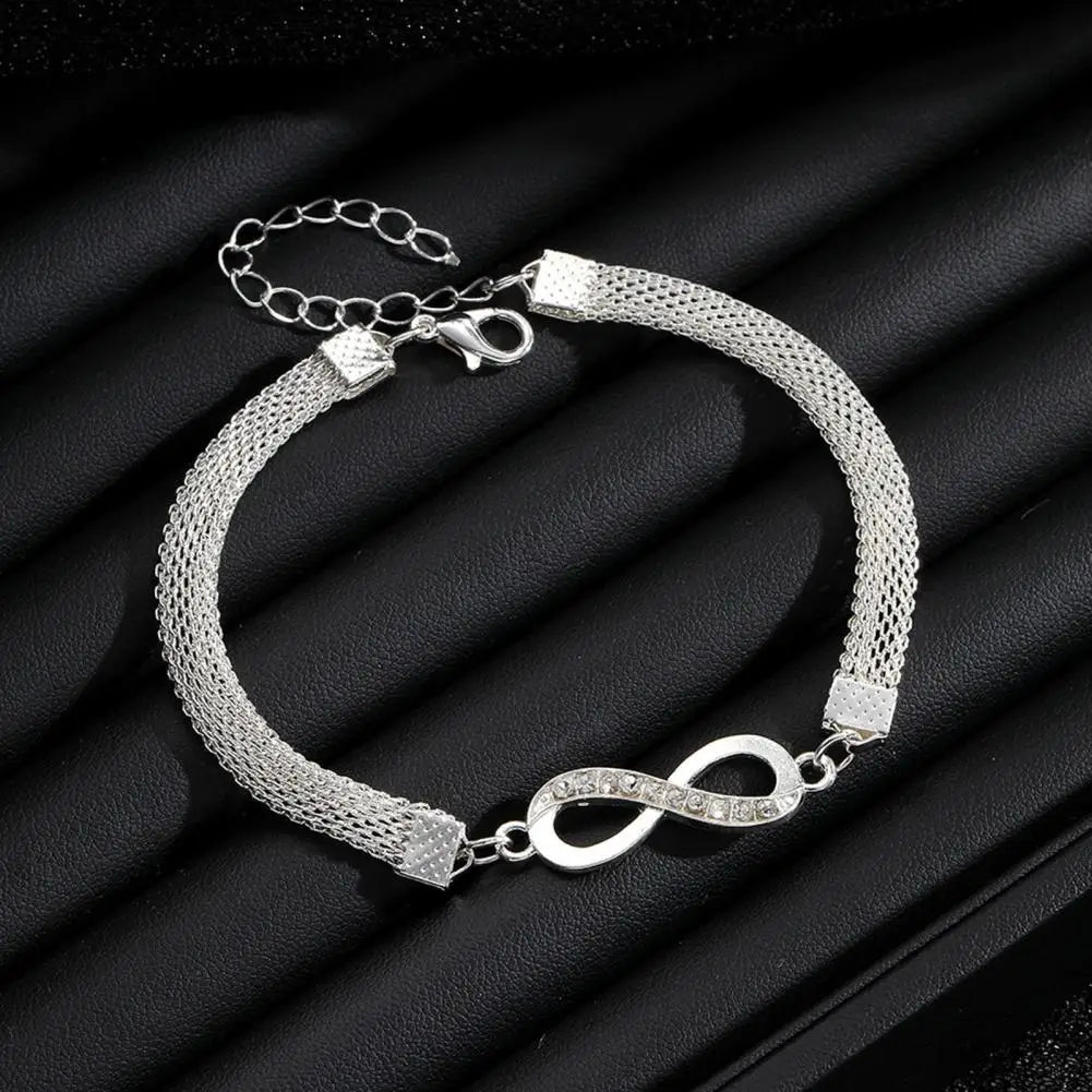 3-Piece Rhinestone Infinite Heart Bangle Set