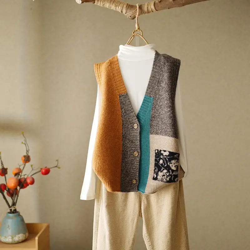 Retro Knitted Sweater Vest for Women