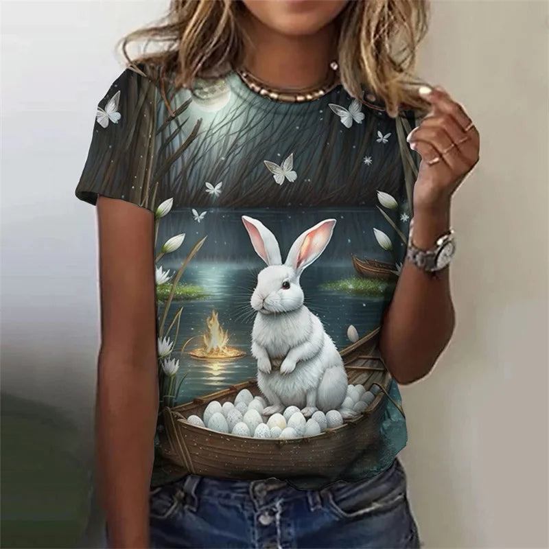 Cute Rabbit 3D Print T-Shirt