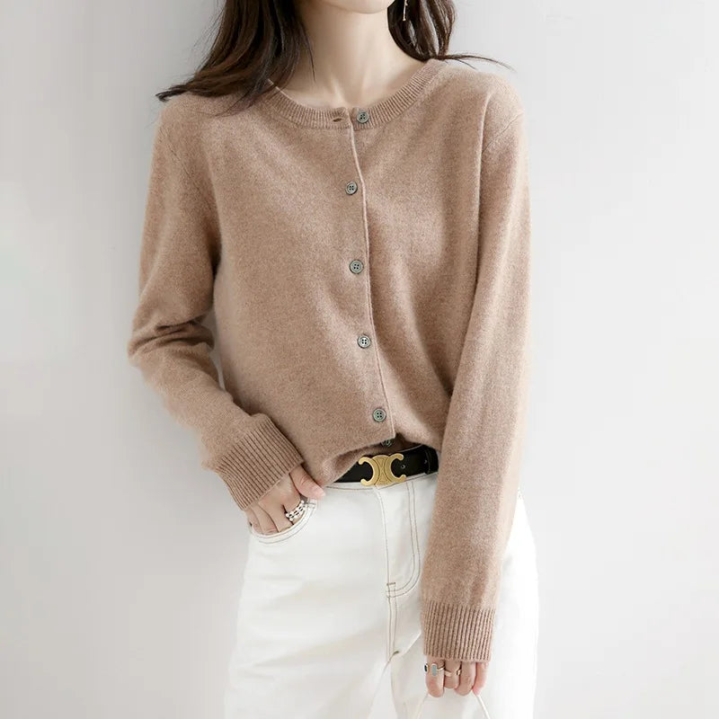 Women’s O-Neck Single-Breasted Cardigan Sweater