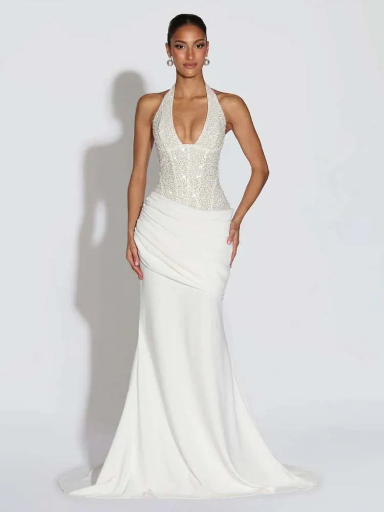 Townlike Slim Bodycon Maxi Long Dress Women Halter