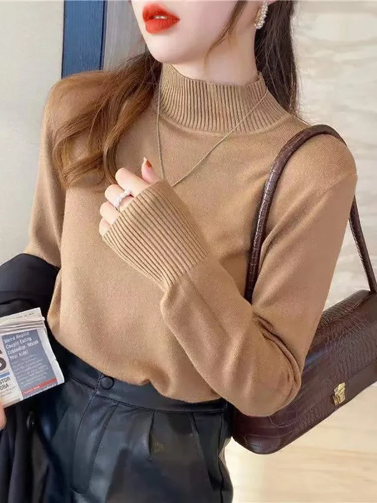 Chic Turtleneck Knitted Sweater for Women