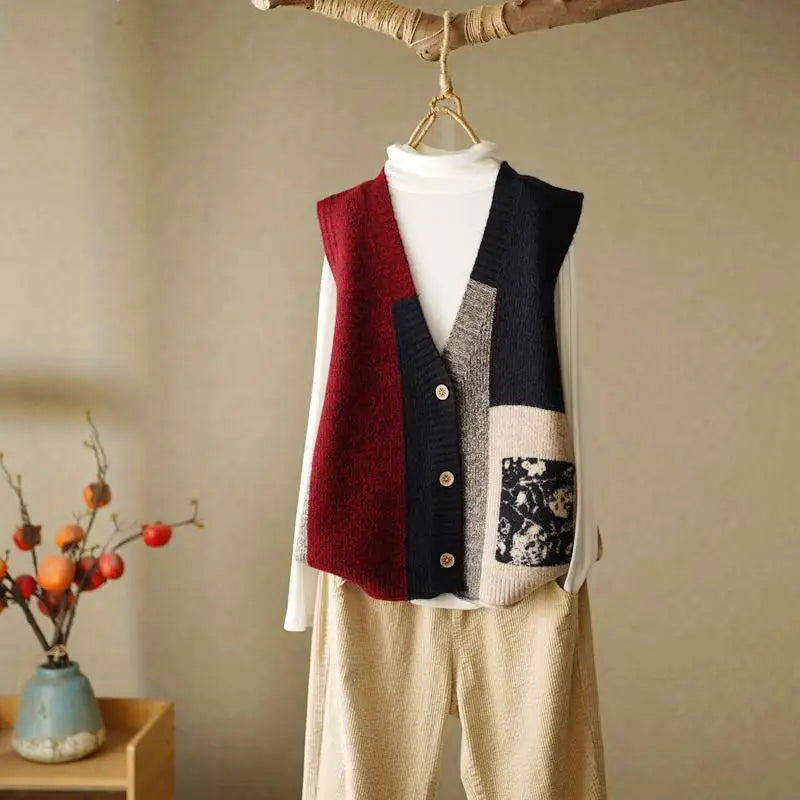 Retro Knitted Sweater Vest for Women